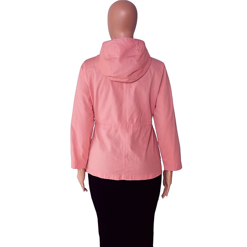 Women’s Dusty Rose Hooded Utility Jacket 100% Cotton Military Safari Coat Size M - Picture 2 of 7
